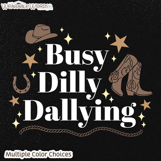 Busy Dilly Dallying Graphic Hat | Western Cowboy Cowgirl Sparkle Star Print | Unisex Mesh Snapback