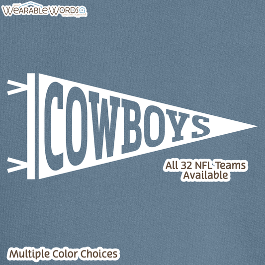 Custom Team Football Pennant Graphic Crewneck | Full White Varsity Collegiate Sports Print | Unisex Sweatshirt