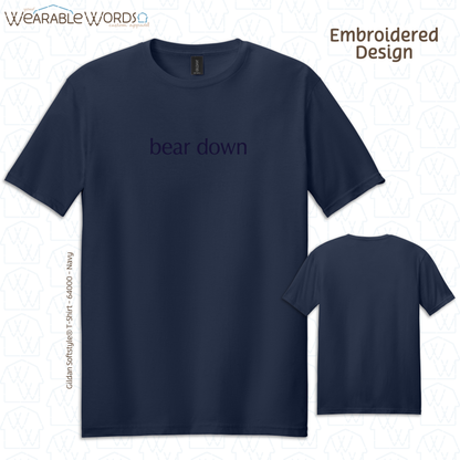 Bear Down Embroidered Navy Blue Design | T-Shirt, Crewneck, Hoodie | Illinois Chicago Bears