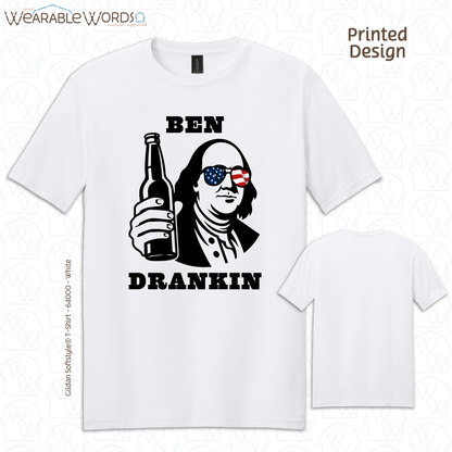 Ben Drankin American Graphic Tee | Funny Red White & Blue USA Flag Print | Unisex T-Shirt