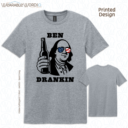 Ben Drankin American Graphic Tee | Funny Red White & Blue USA Flag Print | Unisex T-Shirt
