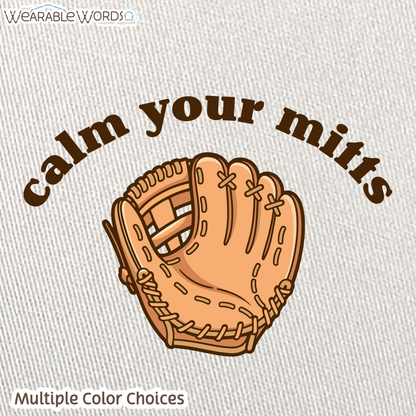 Calm Your Mitts Graphic Hat | Cute Baseball Softball Glove Mitt Print | Unisex Mesh Snapback