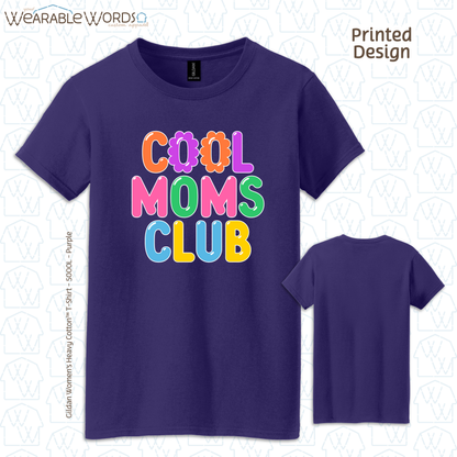 Cool Moms Club Graphic Tee | Colorful Pastel Bubble Balloon Flower Print | Women's Fitted T-Shirt