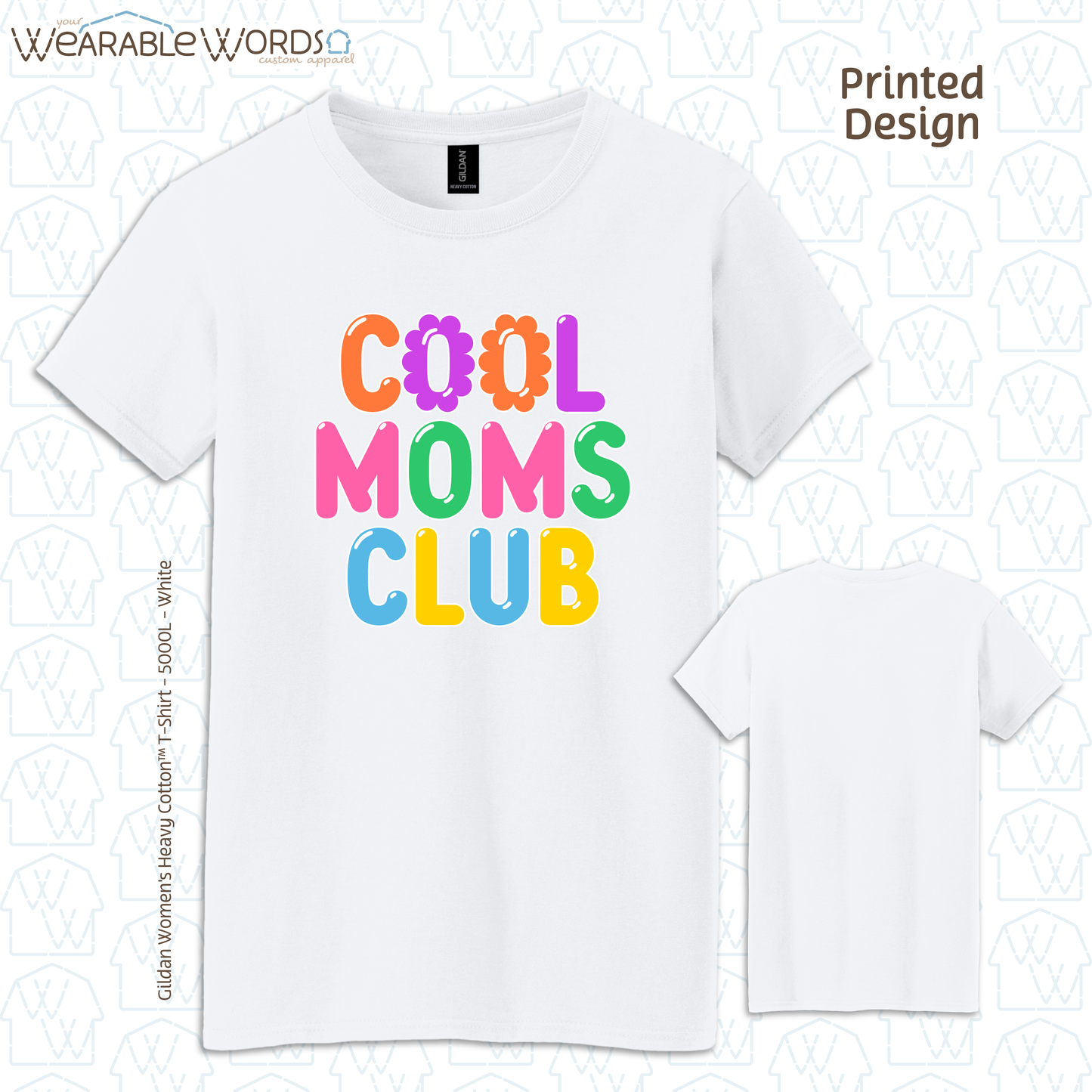 Cool Moms Club Graphic Tee | Colorful Pastel Bubble Balloon Flower Print | Women's Fitted T-Shirt