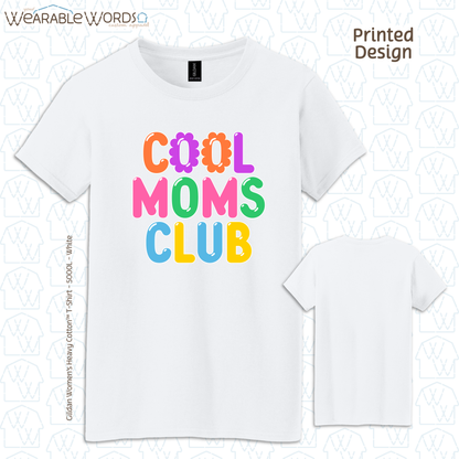 Cool Moms Club Graphic Tee | Colorful Pastel Bubble Balloon Flower Print | Women's Fitted T-Shirt