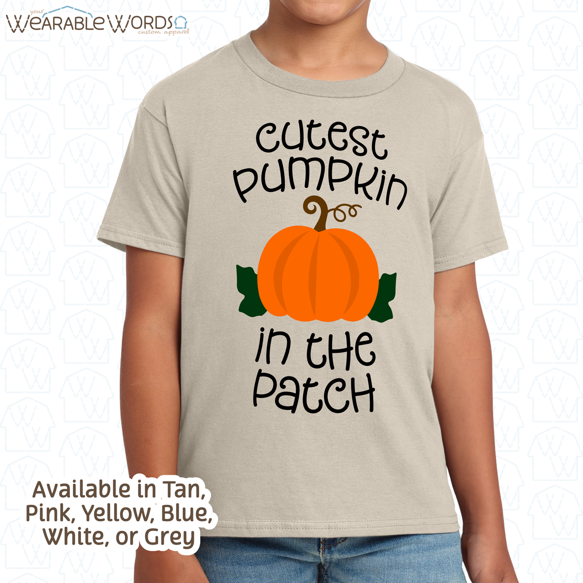 Cutest Pumpkin In The Patch Kids Graphic Tee | Cute Orange Autumn Fall Children's Print | Unisex Youth T-Shirt