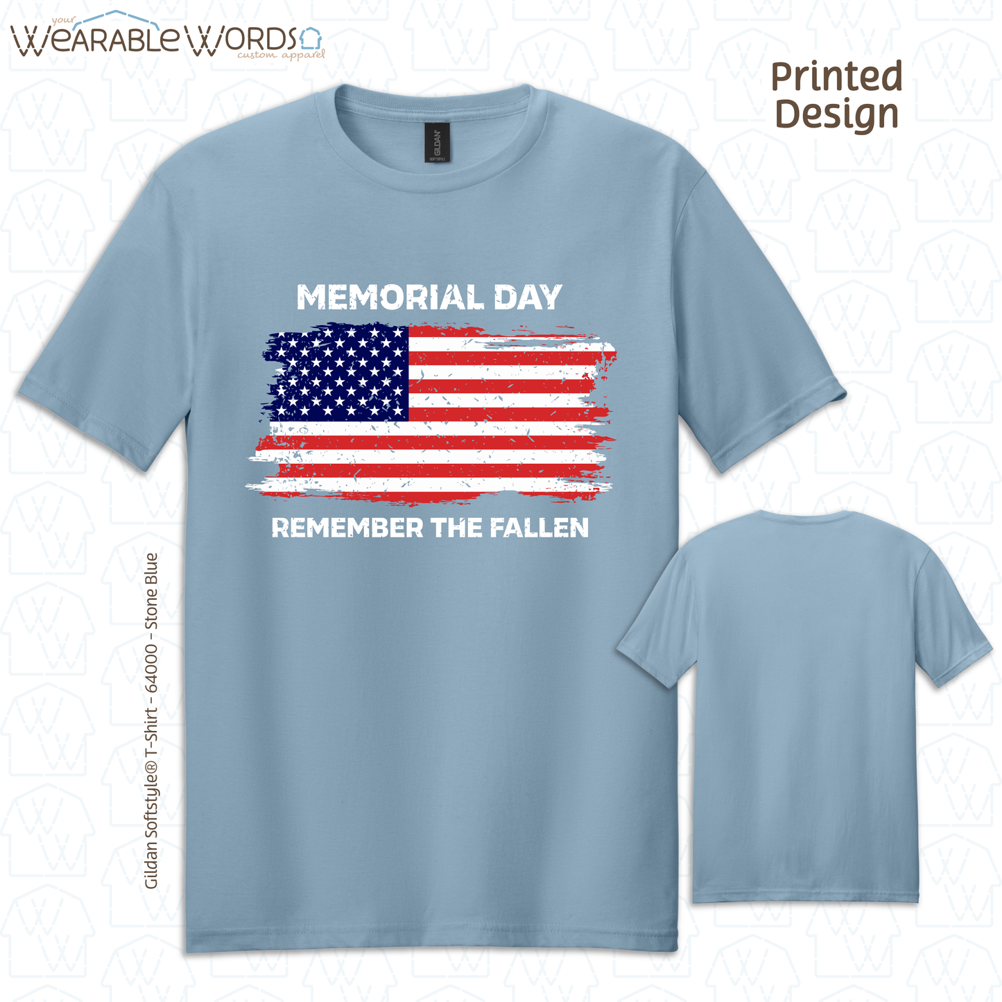 Remember The Fallen Memorial Day Graphic Tee | Distressed Patriotic American Flag Print | Unisex T-Shirt
