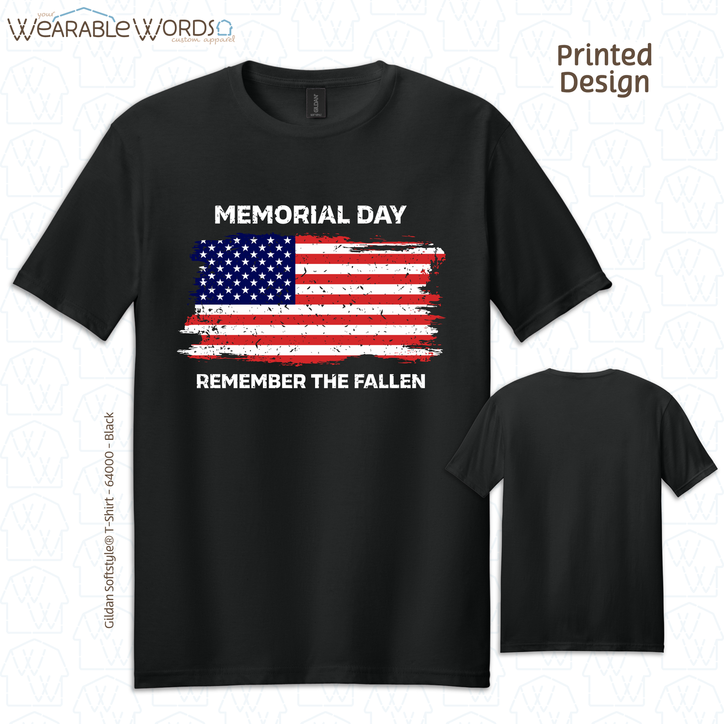 Remember The Fallen Memorial Day Graphic Tee | Distressed Patriotic American Flag Print | Unisex T-Shirt