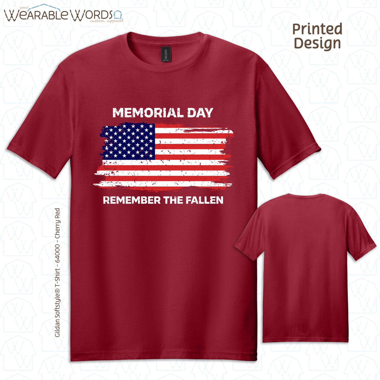 Remember The Fallen Memorial Day Graphic Tee | Distressed Patriotic American Flag Print | Unisex T-Shirt