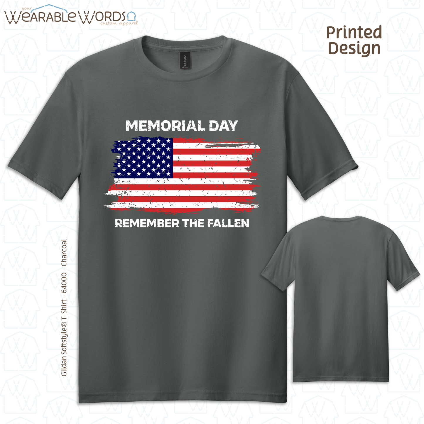 Remember The Fallen Memorial Day Graphic Tee | Distressed Patriotic American Flag Print | Unisex T-Shirt