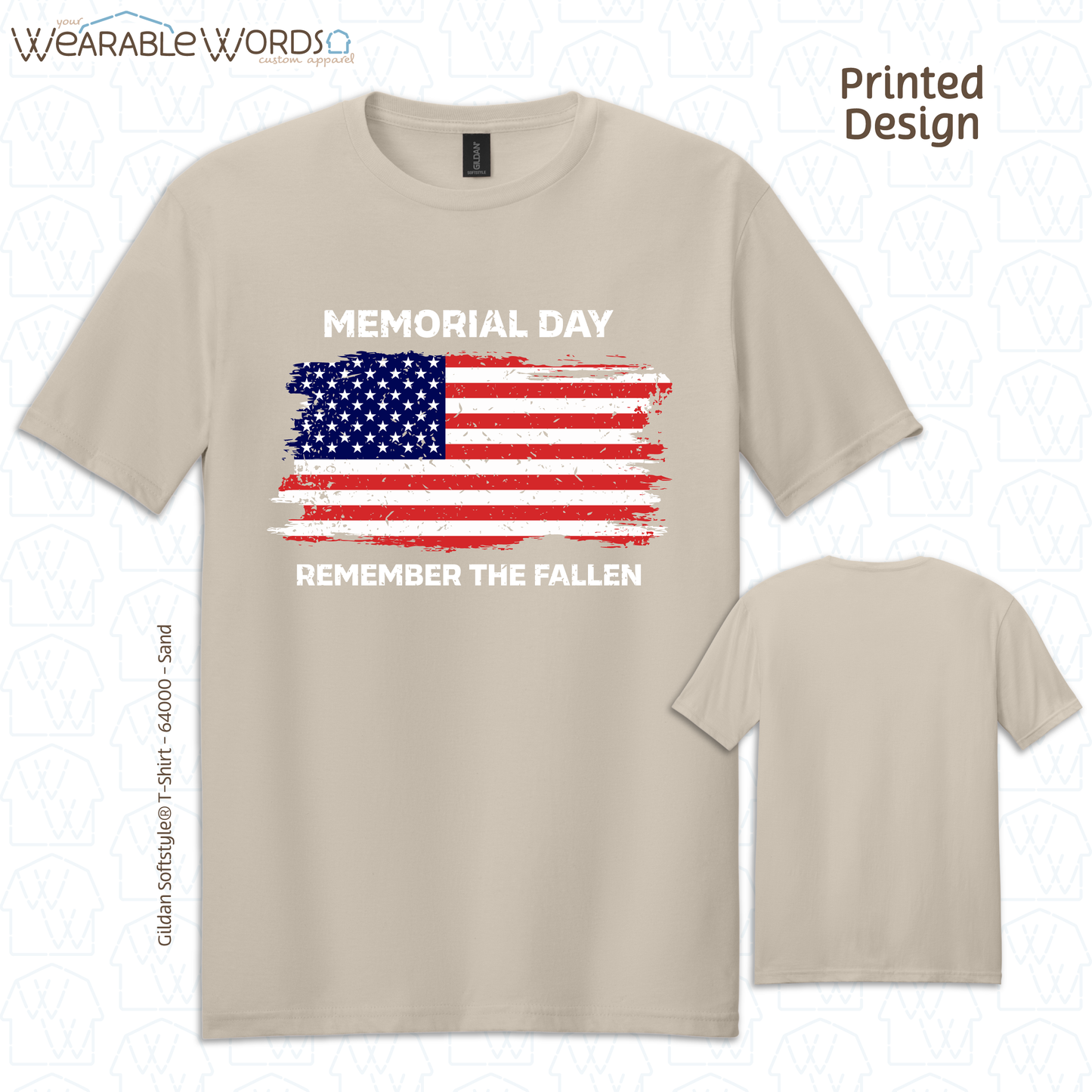 Remember The Fallen Memorial Day Graphic Tee | Distressed Patriotic American Flag Print | Unisex T-Shirt