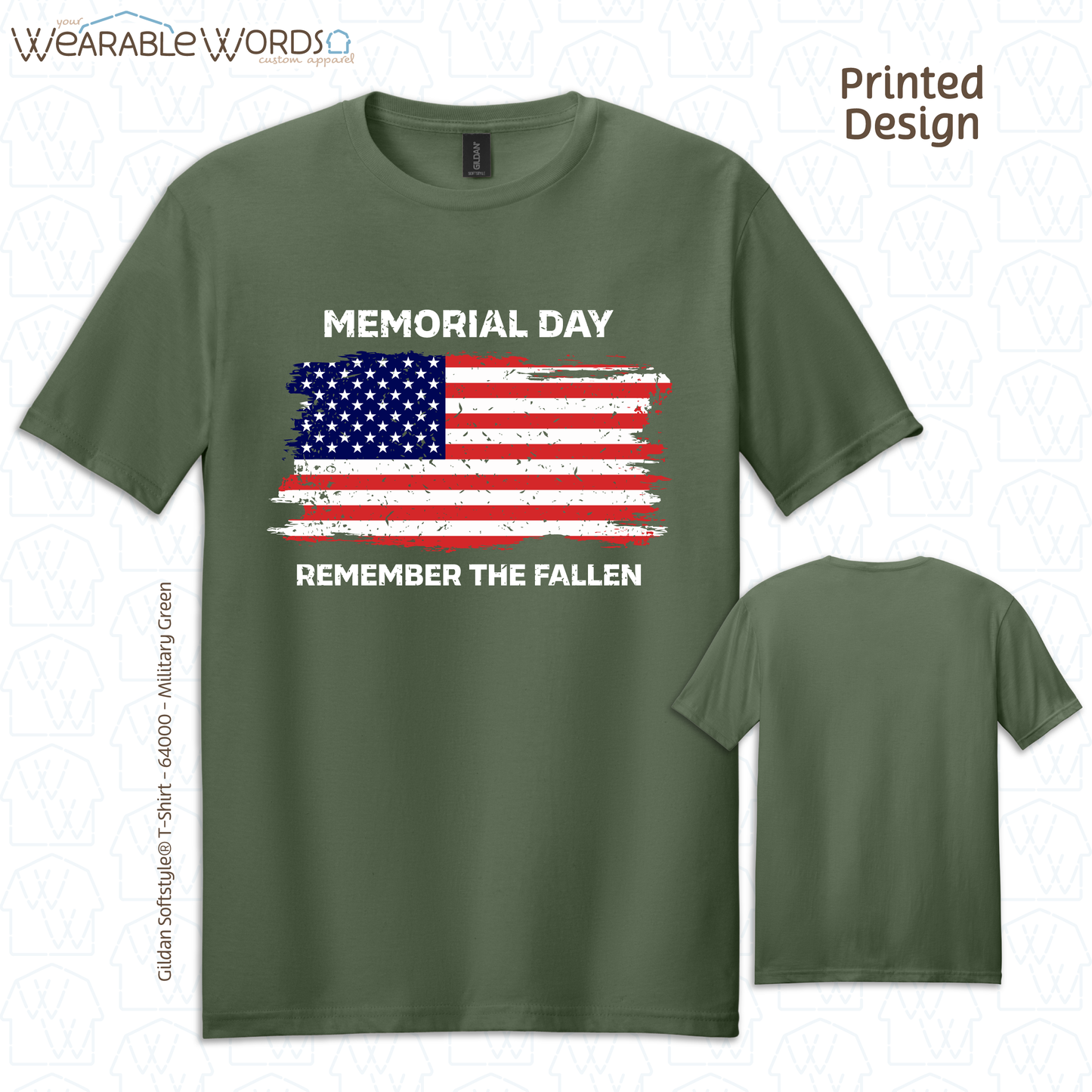 Remember The Fallen Memorial Day Graphic Tee | Distressed Patriotic American Flag Print | Unisex T-Shirt
