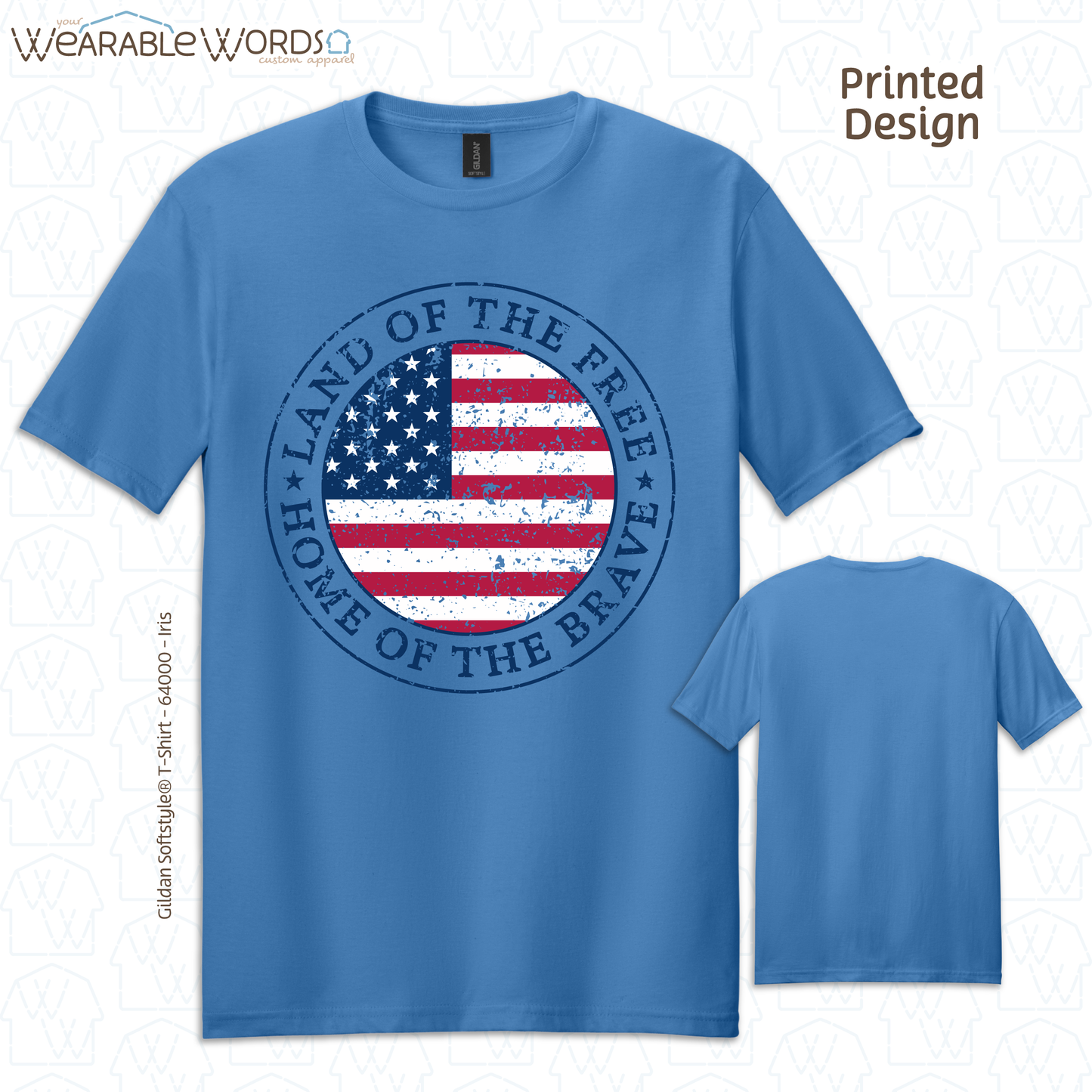 Land Of The Free Home Of The Brave Graphic Tee | Distressed American Flag Circle Print | Unisex T-Shirt