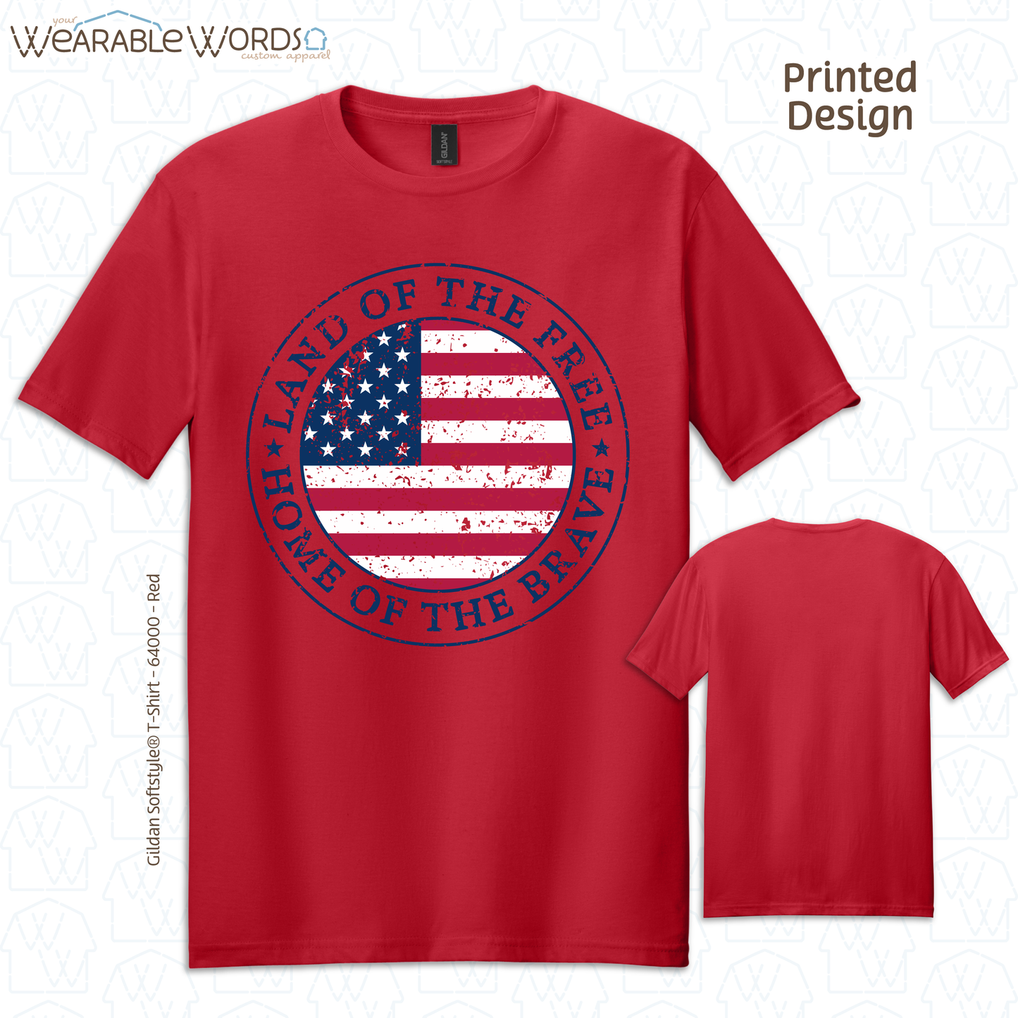 Land Of The Free Home Of The Brave Graphic Tee | Distressed American Flag Circle Print | Unisex T-Shirt