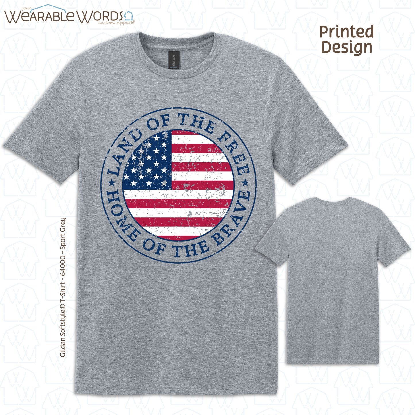 Land Of The Free Home Of The Brave Graphic Tee | Distressed American Flag Circle Print | Unisex T-Shirt