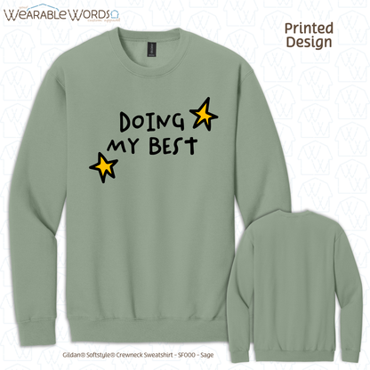 Doing My Best Graphic Crewneck | Silly Hand-Drawn Whimsical Funny Star Doodles Print | Unisex Sweatshirt