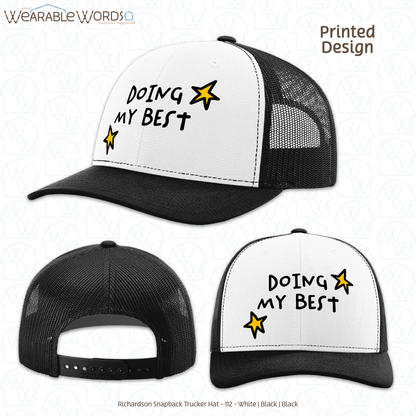 Doing My Best Graphic Hat | Silly Hand-Drawn Whimsical Funny Star Doodles Print | Unisex Mesh Snapback