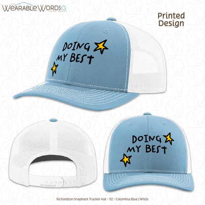 Doing My Best Graphic Hat | Silly Hand-Drawn Whimsical Funny Star Doodles Print | Unisex Mesh Snapback
