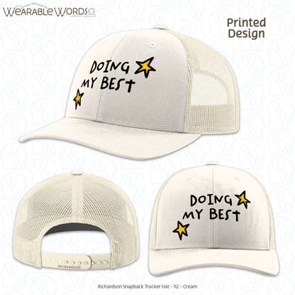 Doing My Best Graphic Hat | Silly Hand-Drawn Whimsical Funny Star Doodles Print | Unisex Mesh Snapback