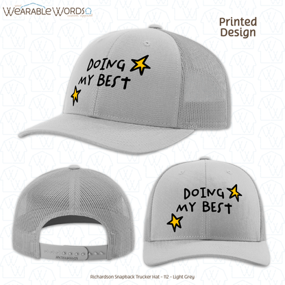 Doing My Best Graphic Hat | Silly Hand-Drawn Whimsical Funny Star Doodles Print | Unisex Mesh Snapback