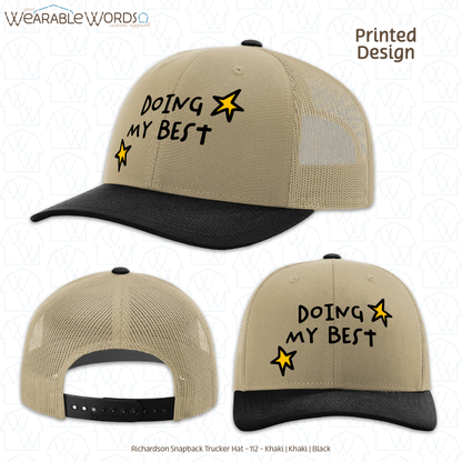 Doing My Best Graphic Hat | Silly Hand-Drawn Whimsical Funny Star Doodles Print | Unisex Mesh Snapback