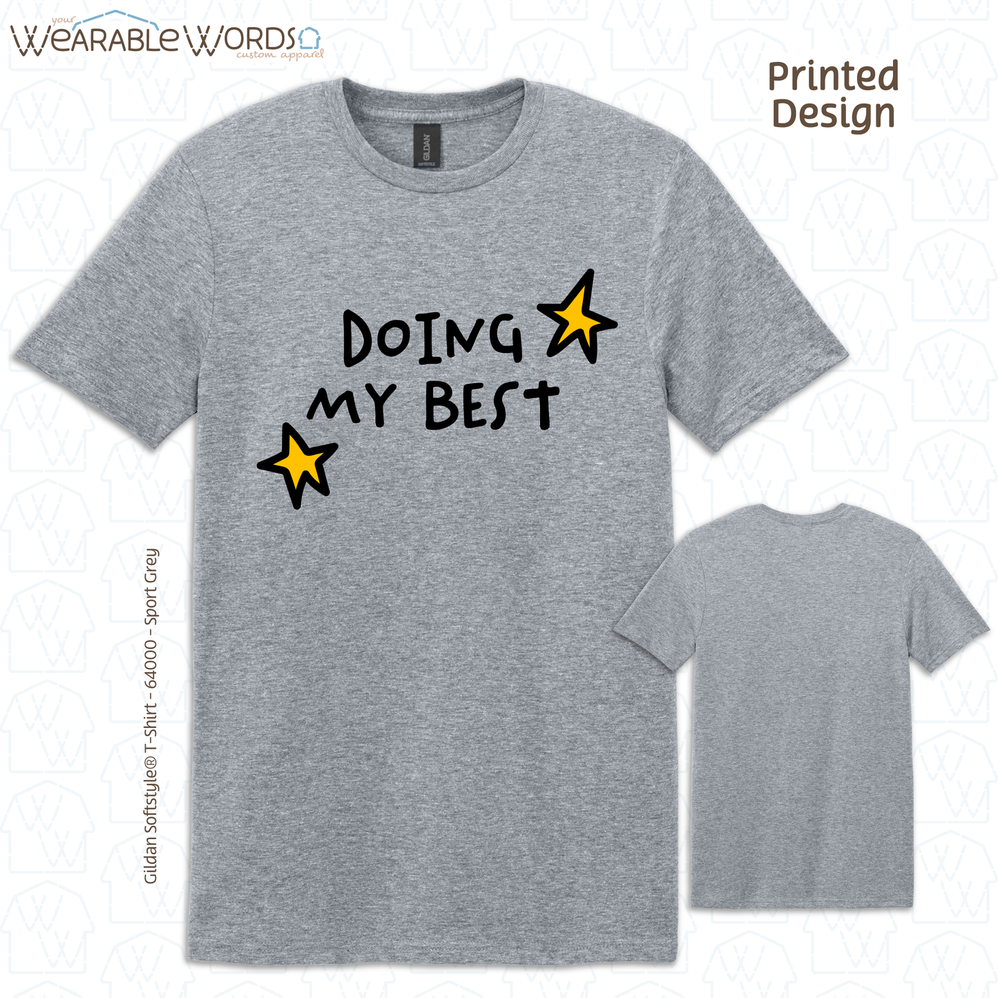 Doing My Best Graphic Tee | Silly Hand-Drawn Whimsical Funny Star Doodles Print | Unisex T-Shirt