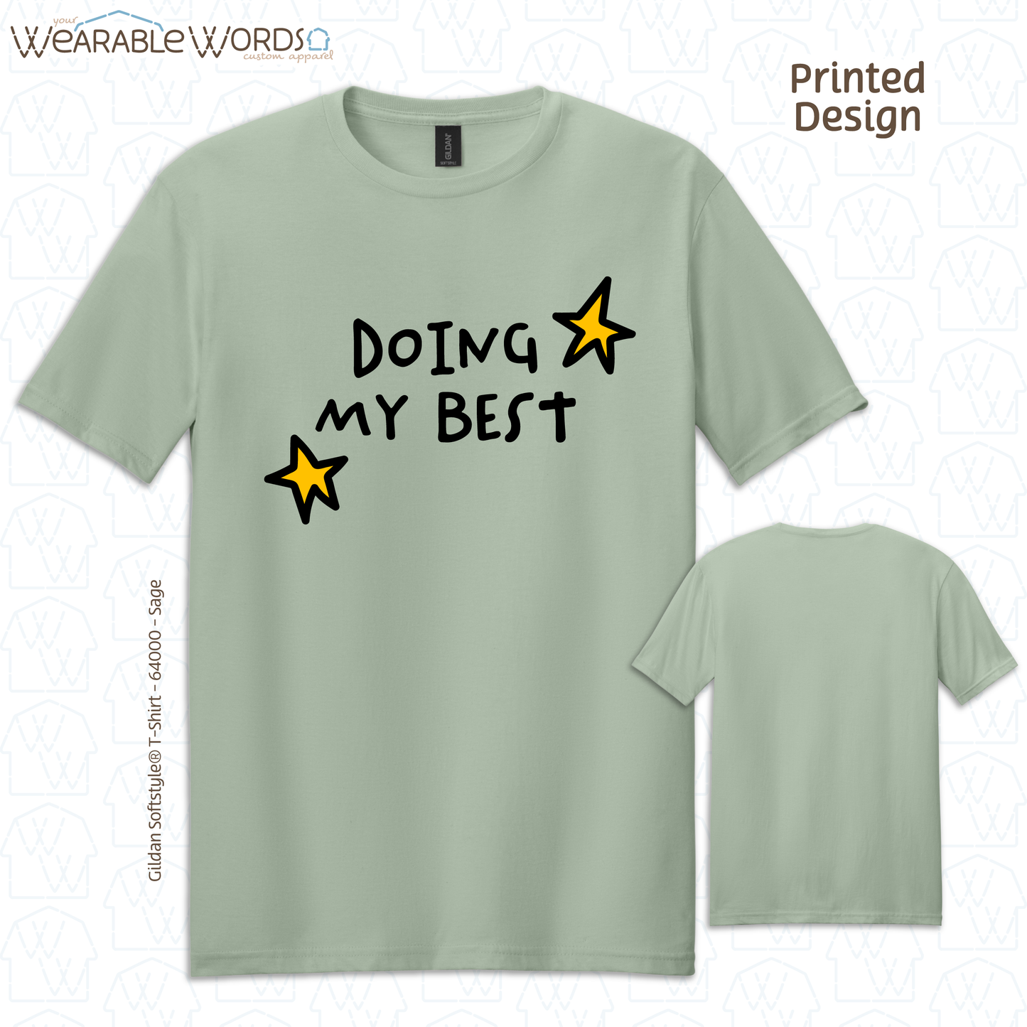 Doing My Best Graphic Tee | Silly Hand-Drawn Whimsical Funny Star Doodles Print | Unisex T-Shirt