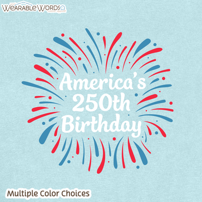 America's 250th Birthday Firework Graphic Tee | Red White & Blue Print | Women's Boxy T-Shirt