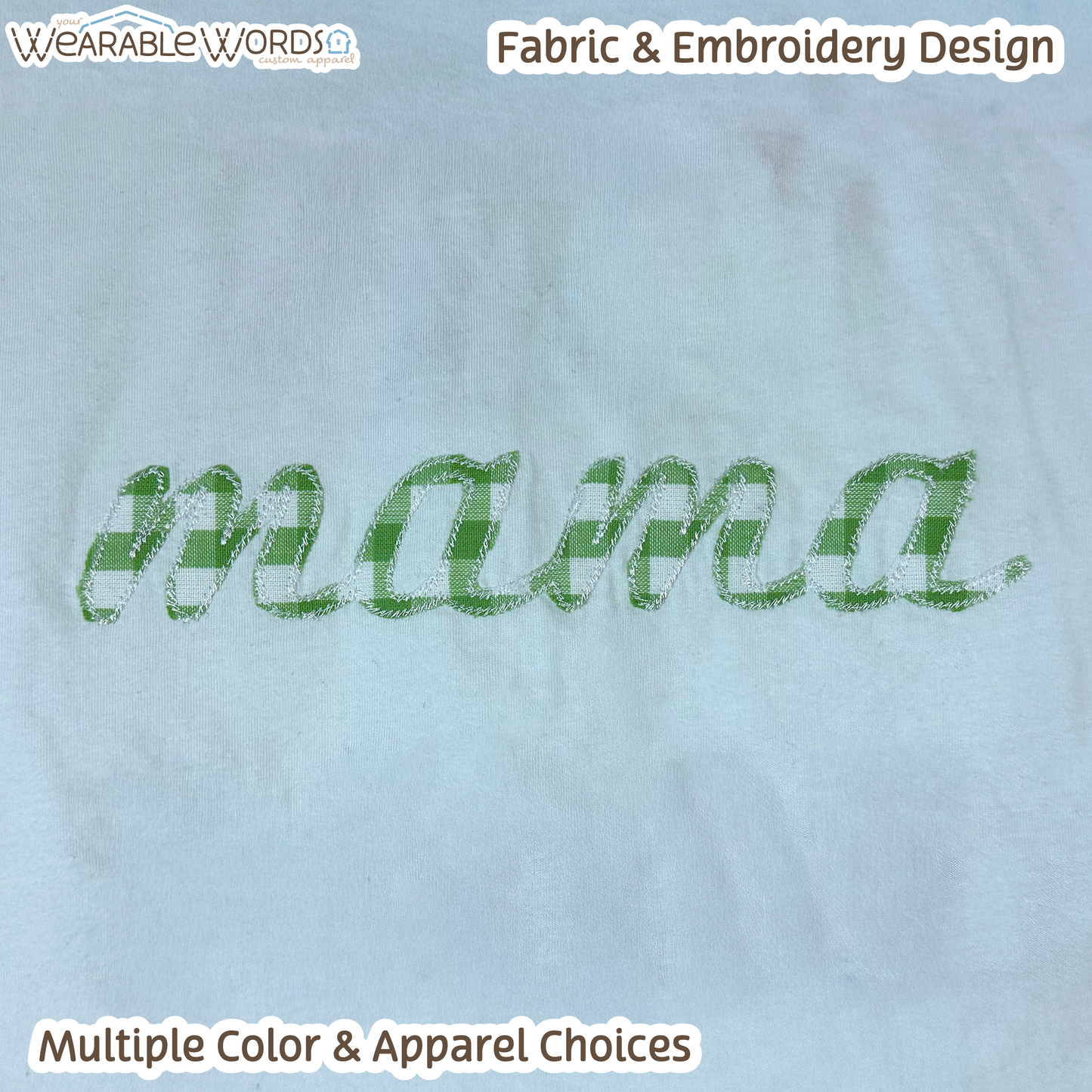 Green Plaid Mama Embroidered Crewneck | White, Grey, or Black Sweatshirt