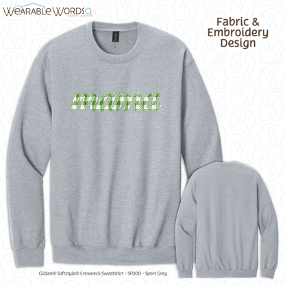 Green Plaid Mama Embroidered Crewneck | White, Grey, or Black Sweatshirt