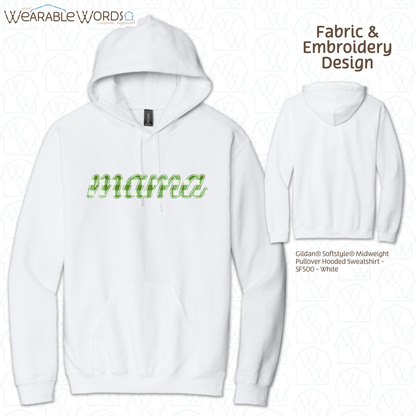 Green Plaid Mama Embroidered Hoodie | White, Grey, or Black Sweatshirt