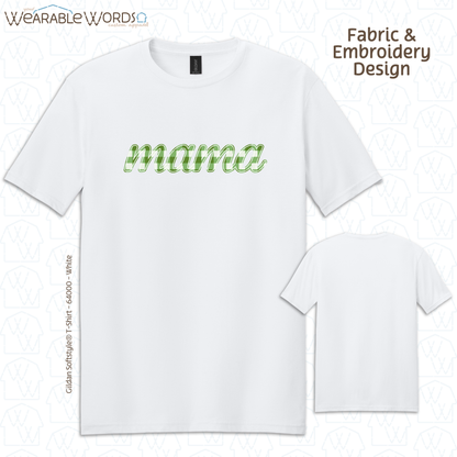 Green Plaid Mama Embroidered Tee | White, Grey, or Black T-Shirt
