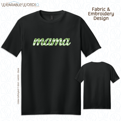 Green Plaid Mama Embroidered Tee | White, Grey, or Black T-Shirt