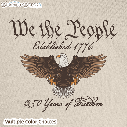 We The People Bald Eagle Graphic Crewneck | Historical American Constitution Script Print | Unisex Sweatshirt