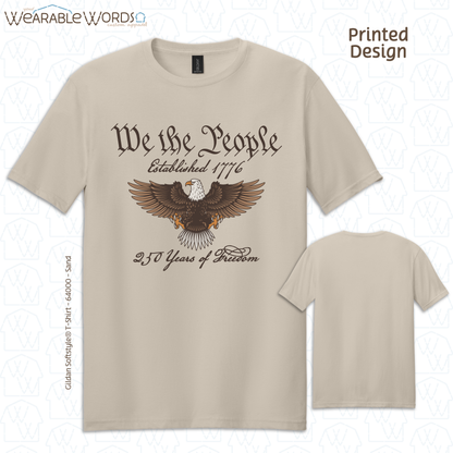 We The People Bald Eagle Graphic Tee | Historical American Constitution Script Print | Unisex T-Shirt