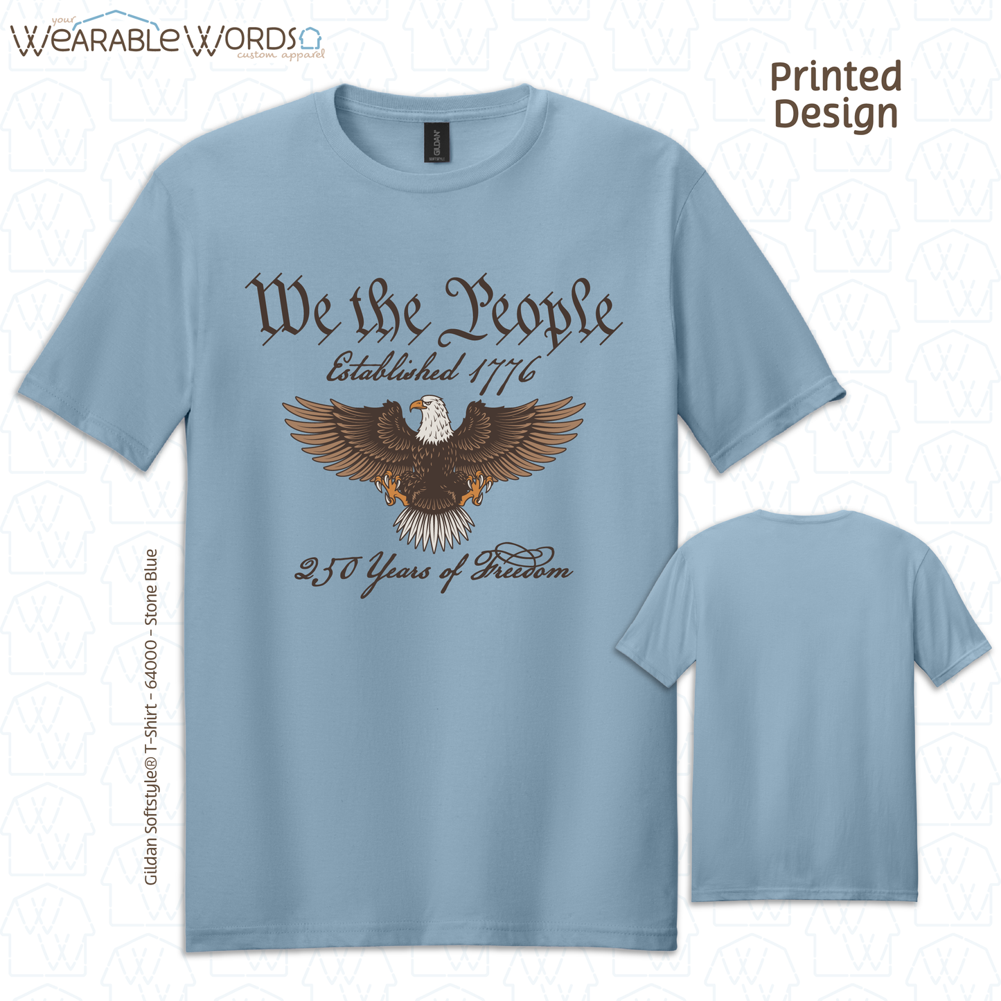 We The People Bald Eagle Graphic Tee | Historical American Constitution Script Print | Unisex T-Shirt