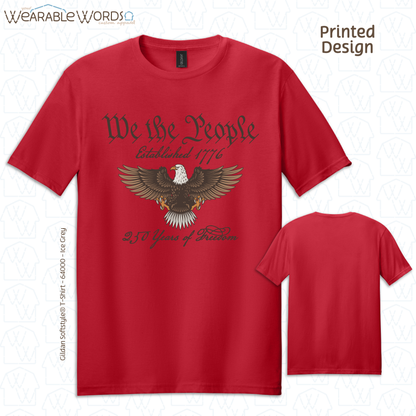 We The People Bald Eagle Graphic Tee | Historical American Constitution Script Print | Unisex T-Shirt