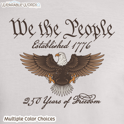 We The People Bald Eagle Graphic Tee | Historical American Constitution Script Print | Unisex T-Shirt