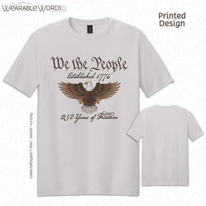 We The People Bald Eagle Graphic Tee | Historical American Constitution Script Print | Unisex T-Shirt