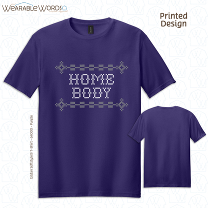 Homebody Graphic Tee | Cross Stitch Sewn Pattern Print | Unisex T-Shirt