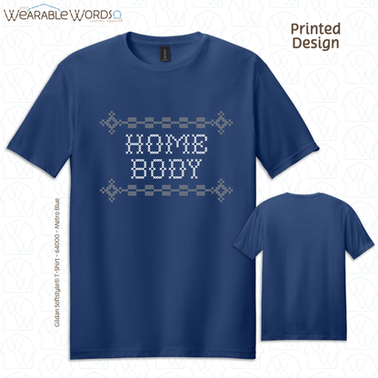 Homebody Graphic Tee | Cross Stitch Sewn Pattern Print | Unisex T-Shirt