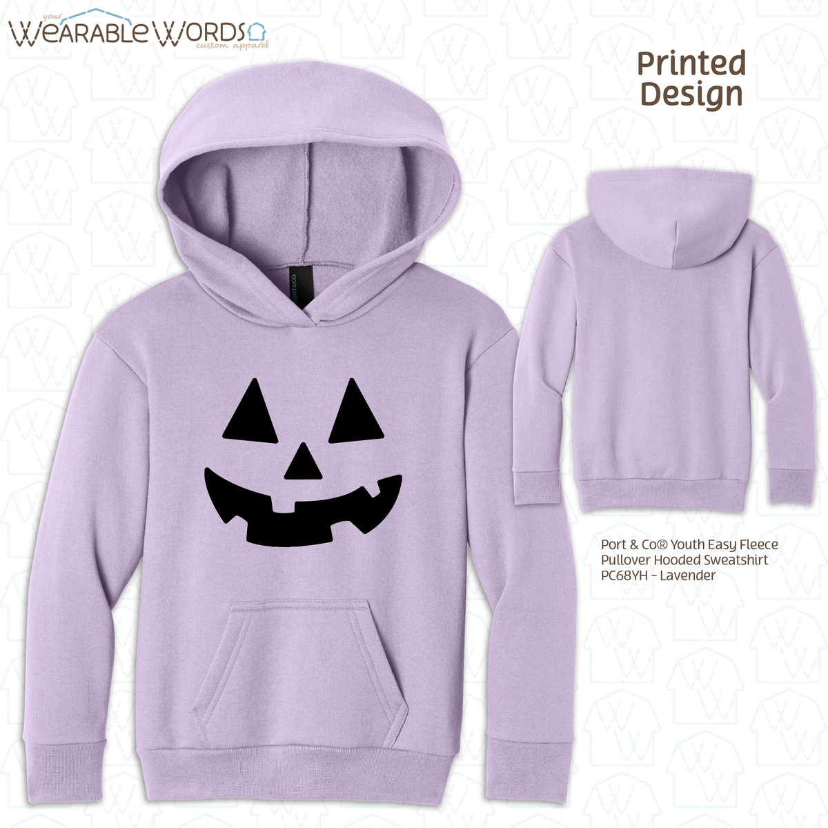 Jack-O-Lantern Kids Graphic Hoodie | Colorful Fun Halloween Fall Pumpkin Carving Children's Print | Unisex Youth Sweatshirt