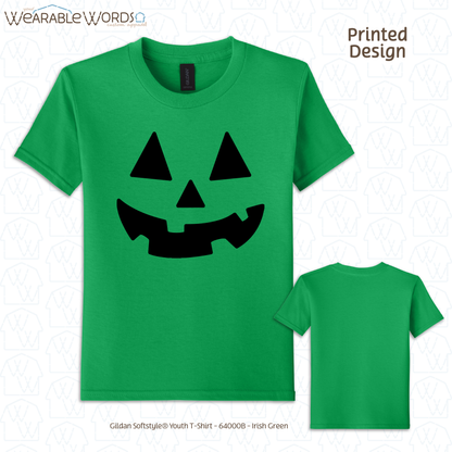 Jack-O-Lantern Kids Graphic Tee | Colorful Fun Halloween Fall Pumpkin Carving Children's Print | Unisex Youth T-Shirt