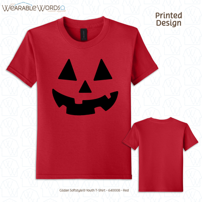 Jack-O-Lantern Kids Graphic Tee | Colorful Fun Halloween Fall Pumpkin Carving Children's Print | Unisex Youth T-Shirt