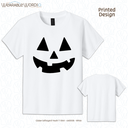 Jack-O-Lantern Kids Graphic Tee | Colorful Fun Halloween Fall Pumpkin Carving Children's Print | Unisex Youth T-Shirt