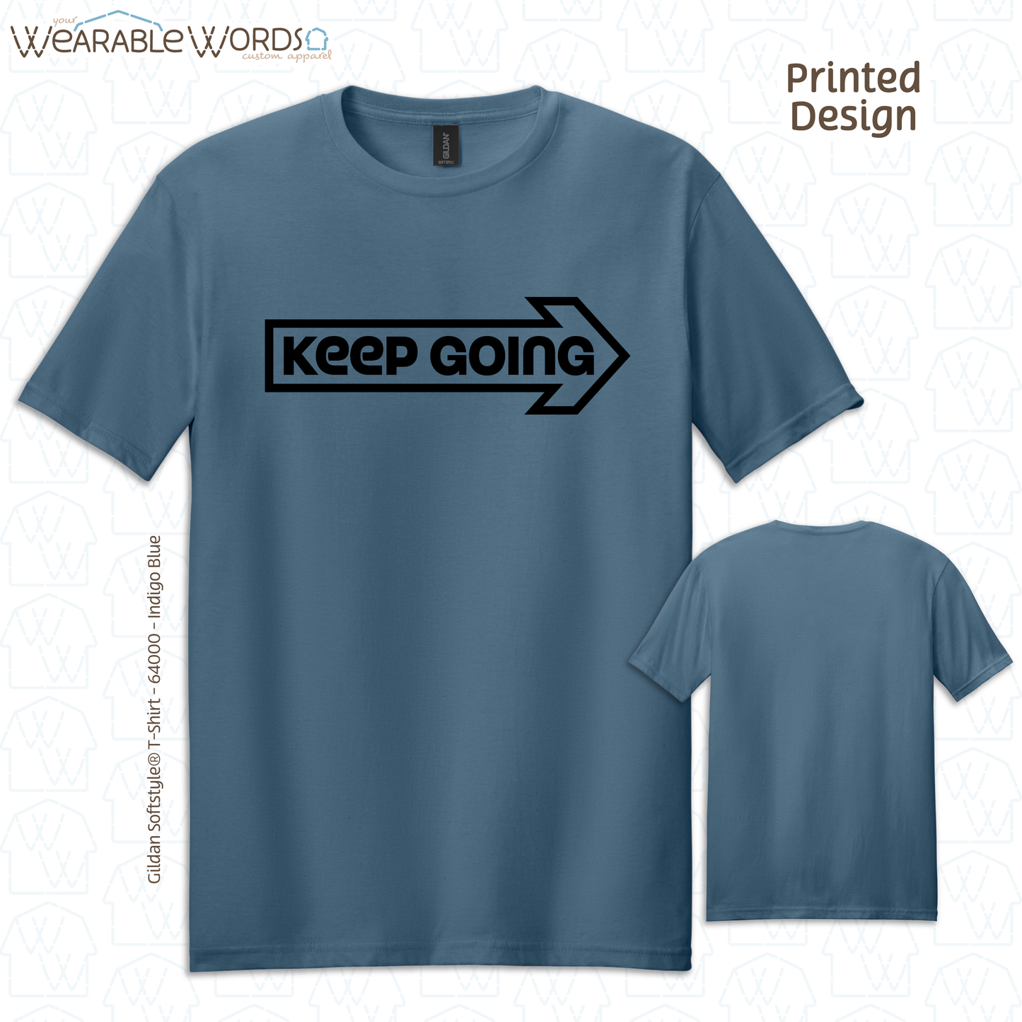 Keep Going T-Shirt | Motivational Arrow Print | Blue, Sage, Yellow, Tan, Red, or Grey Graphic Tee
