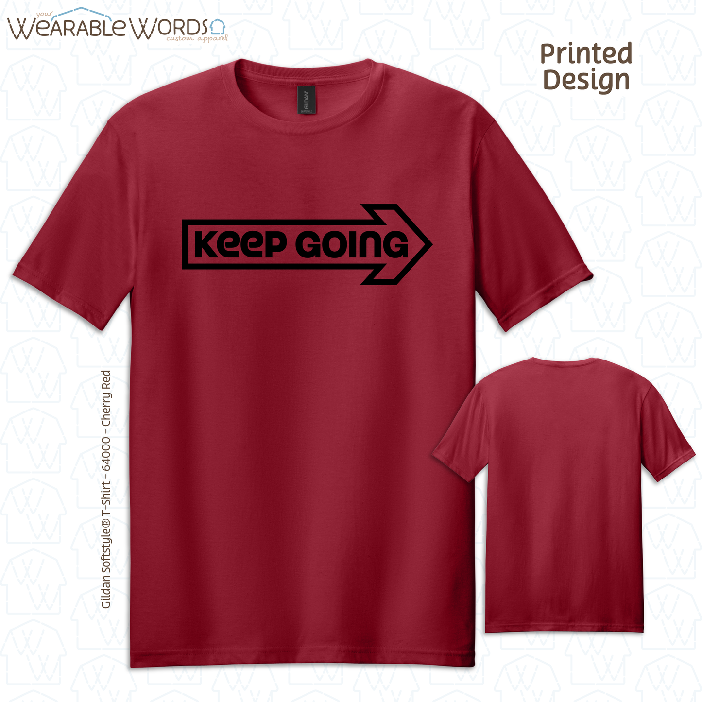 Keep Going T-Shirt | Motivational Arrow Print | Blue, Sage, Yellow, Tan, Red, or Grey Graphic Tee