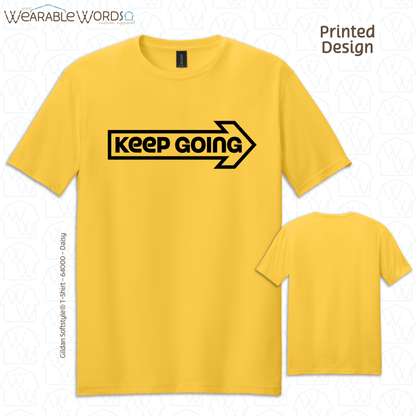 Keep Going T-Shirt | Motivational Arrow Print | Blue, Sage, Yellow, Tan, Red, or Grey Graphic Tee