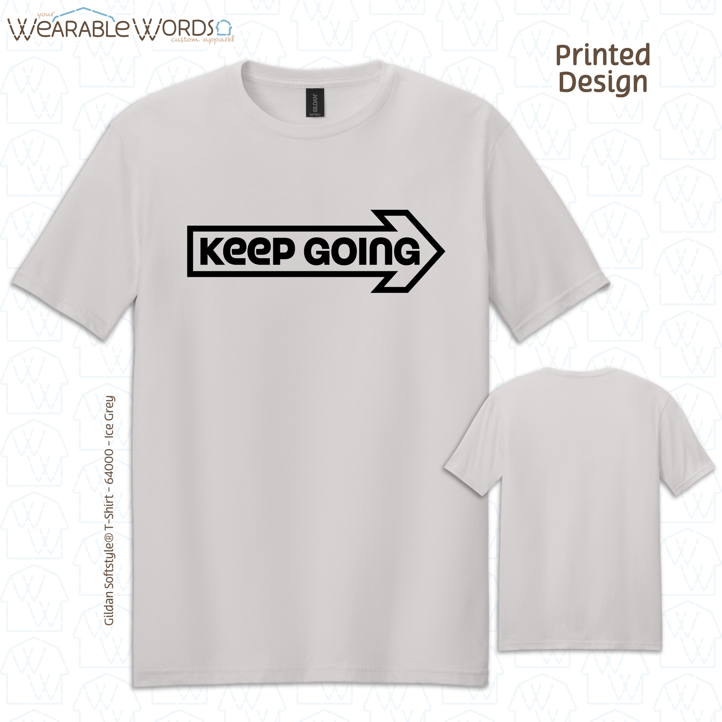Keep Going T-Shirt | Motivational Arrow Print | Blue, Sage, Yellow, Tan, Red, or Grey Graphic Tee