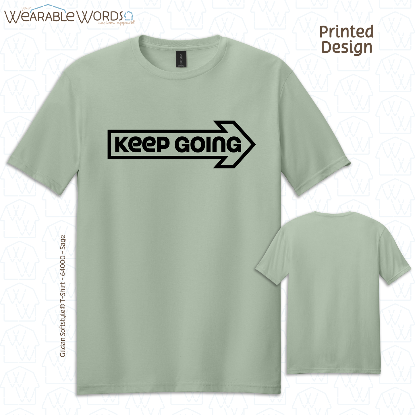 Keep Going T-Shirt | Motivational Arrow Print | Blue, Sage, Yellow, Tan, Red, or Grey Graphic Tee